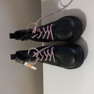 Art Class Zoe Zipper Lace-Up Combat Boots - Black -Girls Size 2 - NEW